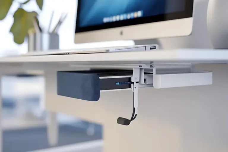 tech workspace organization cable management minimalist desk