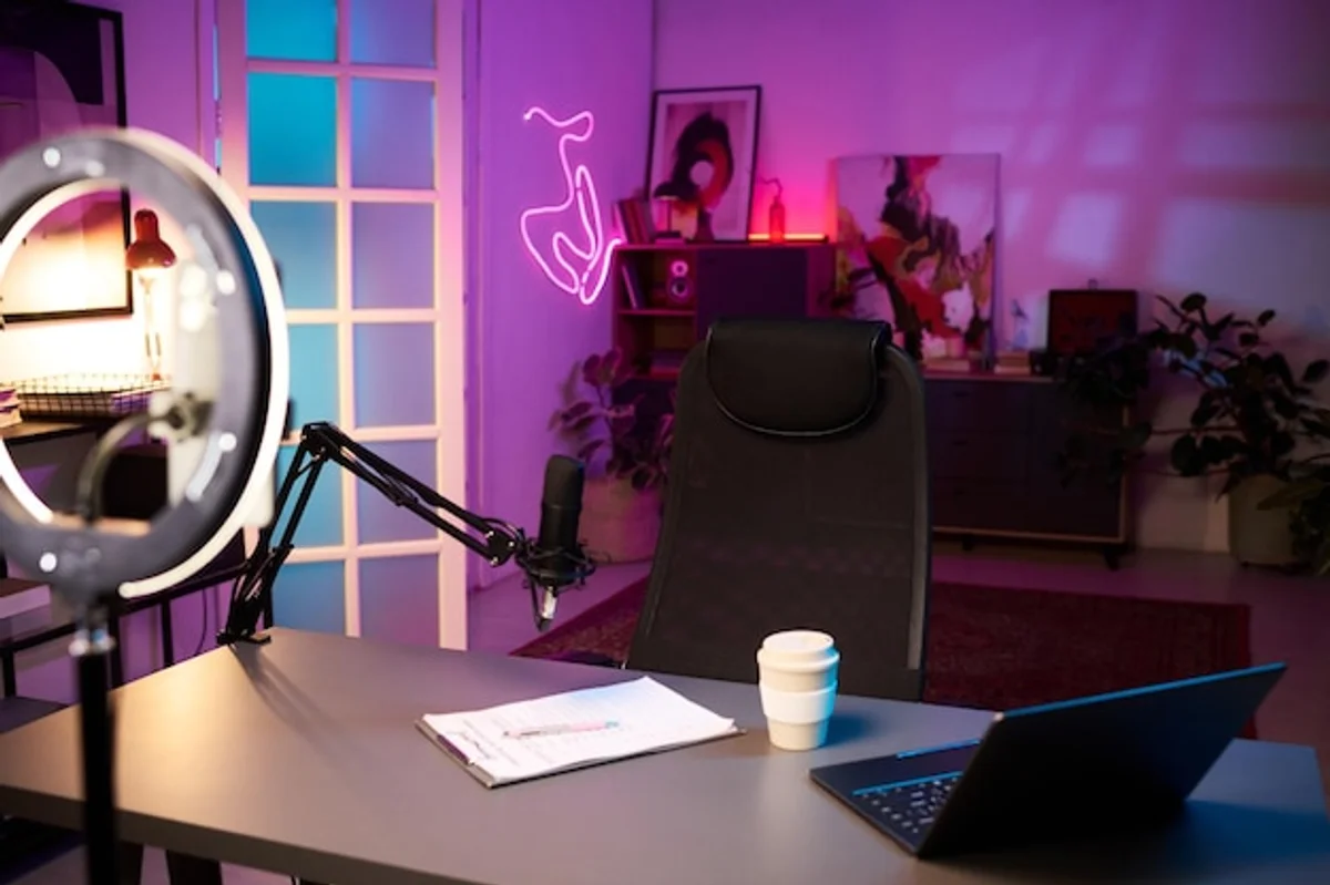 organized tech workspace home office modern gadgets