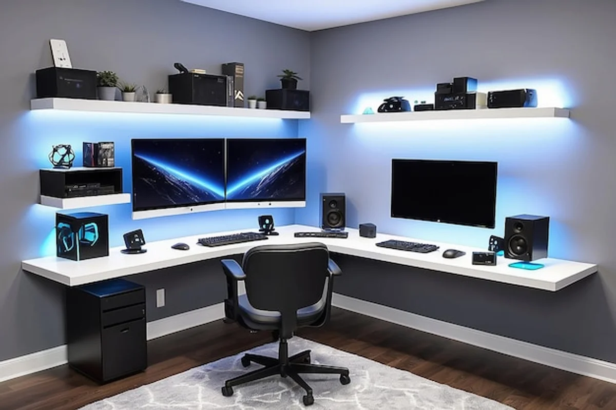 minimalist cable management home office setup