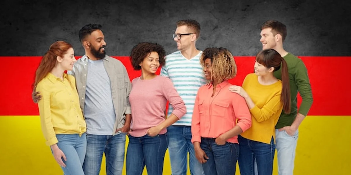 networking in modern german office team diverse