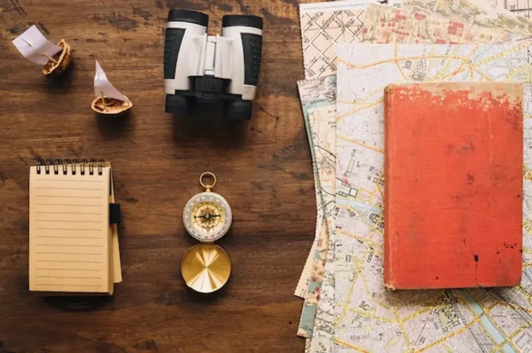 creative repurposed vintage travel guide book flatlay