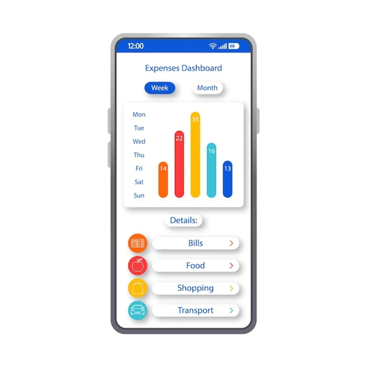 daily spending tracking app interface