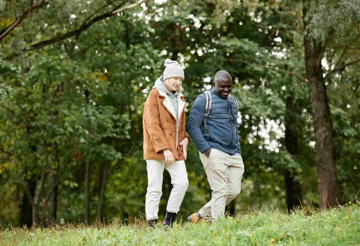 relaxed mindful break forest walk against burnout germany