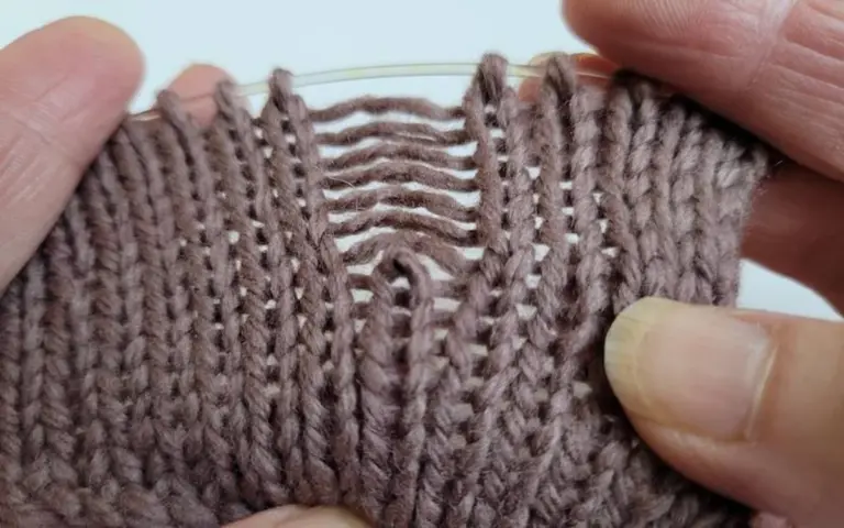 handmade knitting close up mistakes and corrections