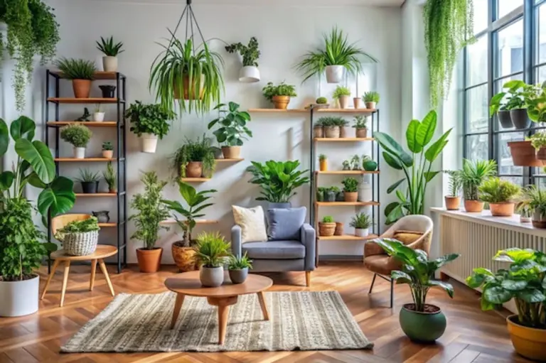 modern stylish houseplants clean air living room