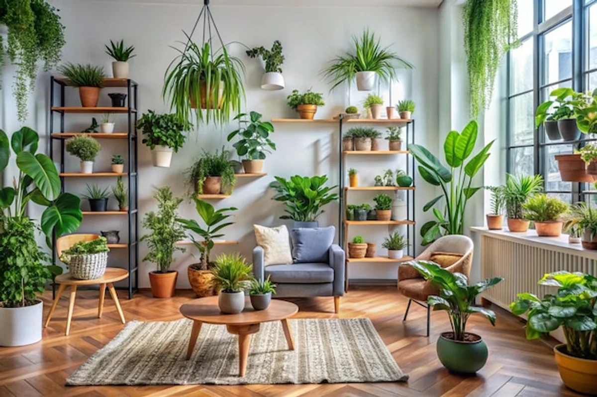 modern stylish houseplants clean air living room