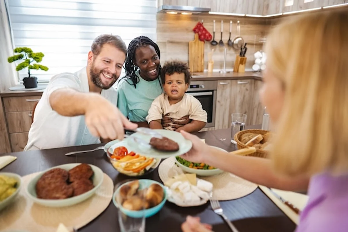 cozy family dinner together