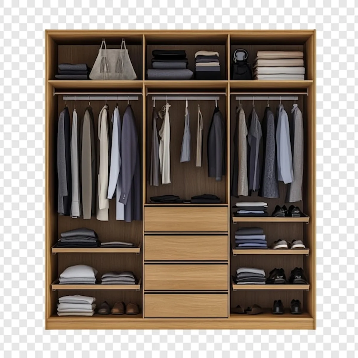 minimalist closet organization storage clothes neatly arranged