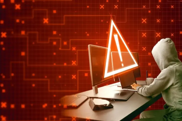 modern home office cybersecurity danger warning