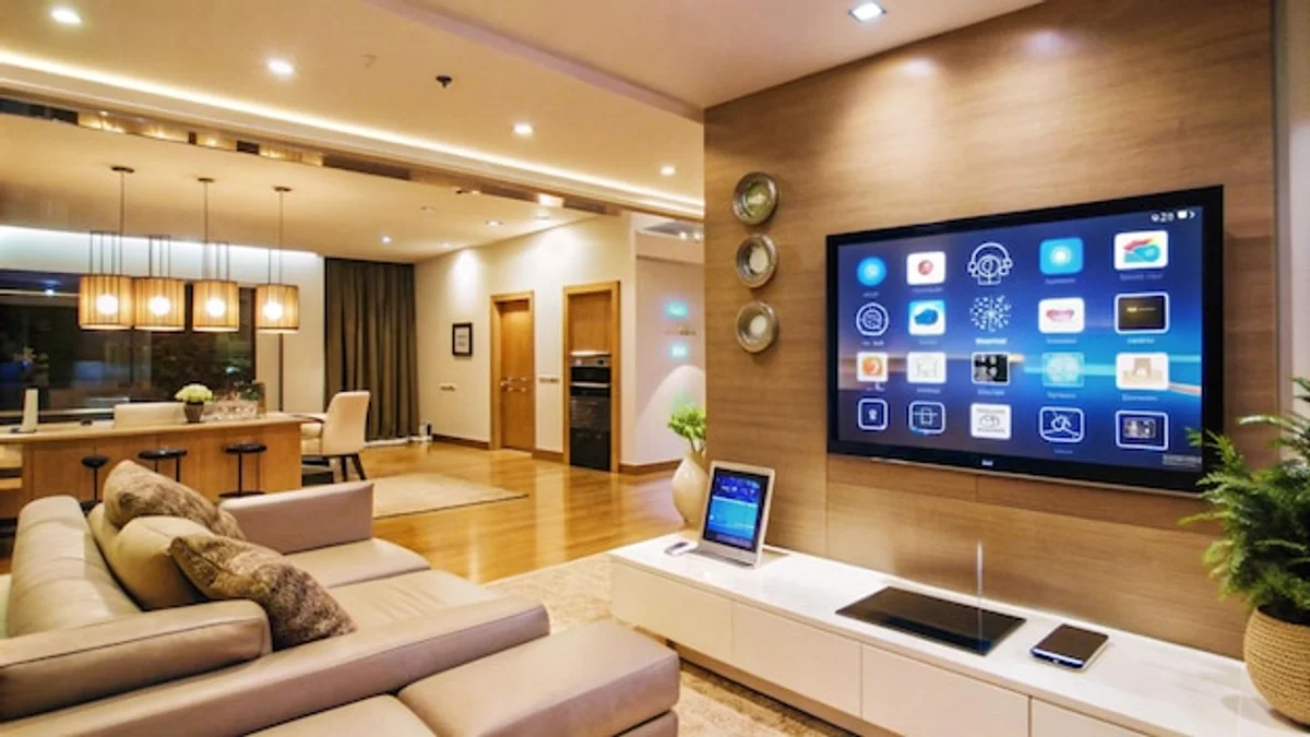 modern smart home security system living room