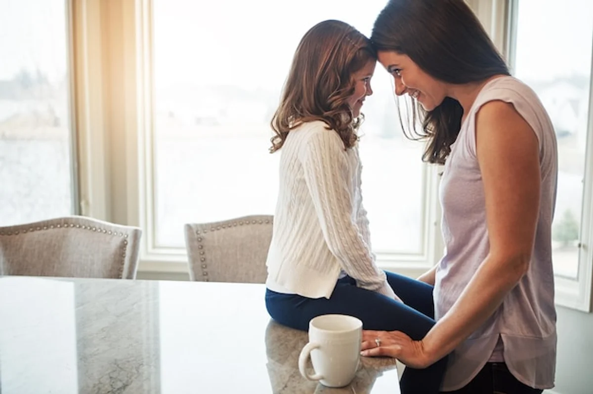 couple expressing gratitude kitchen morning