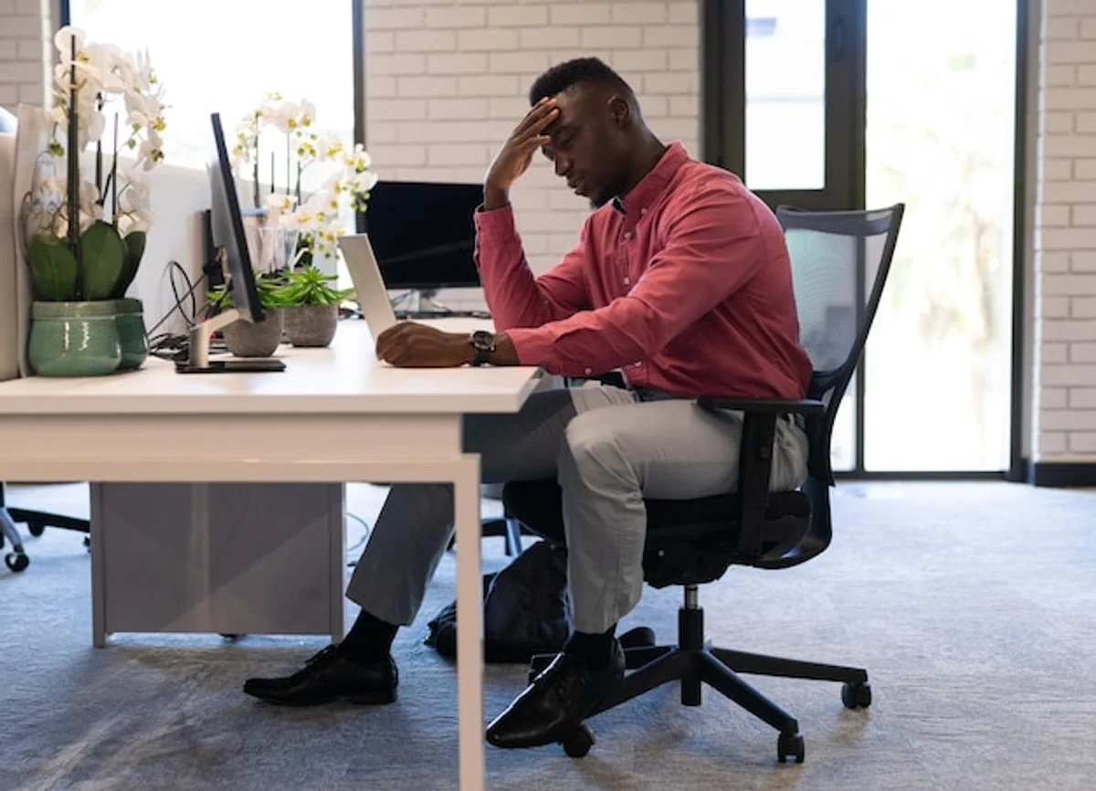 stressed businessman office modern workspace