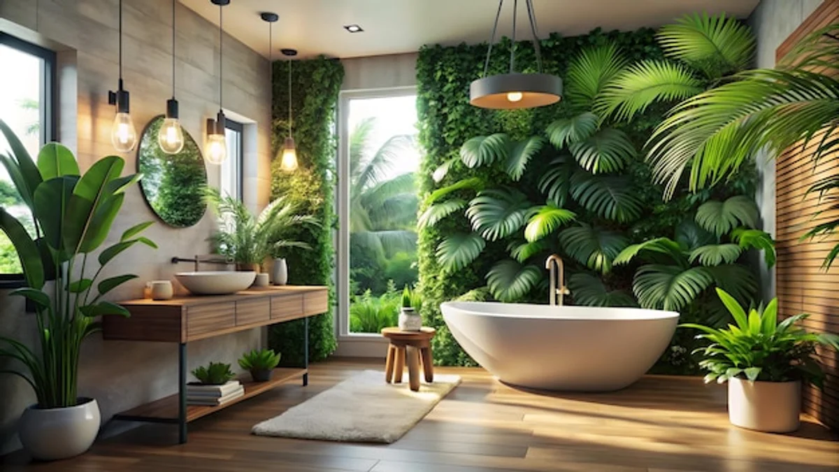 bathroom zen plants wellness natural light
