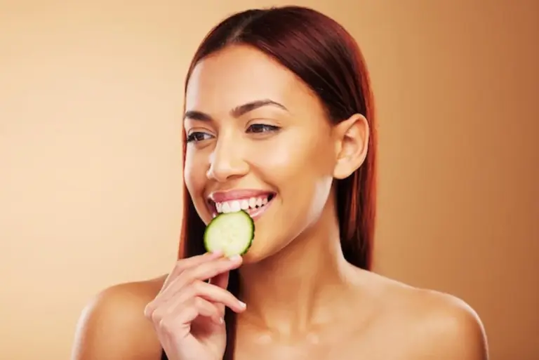 apple and cucumber together glowing skin concept