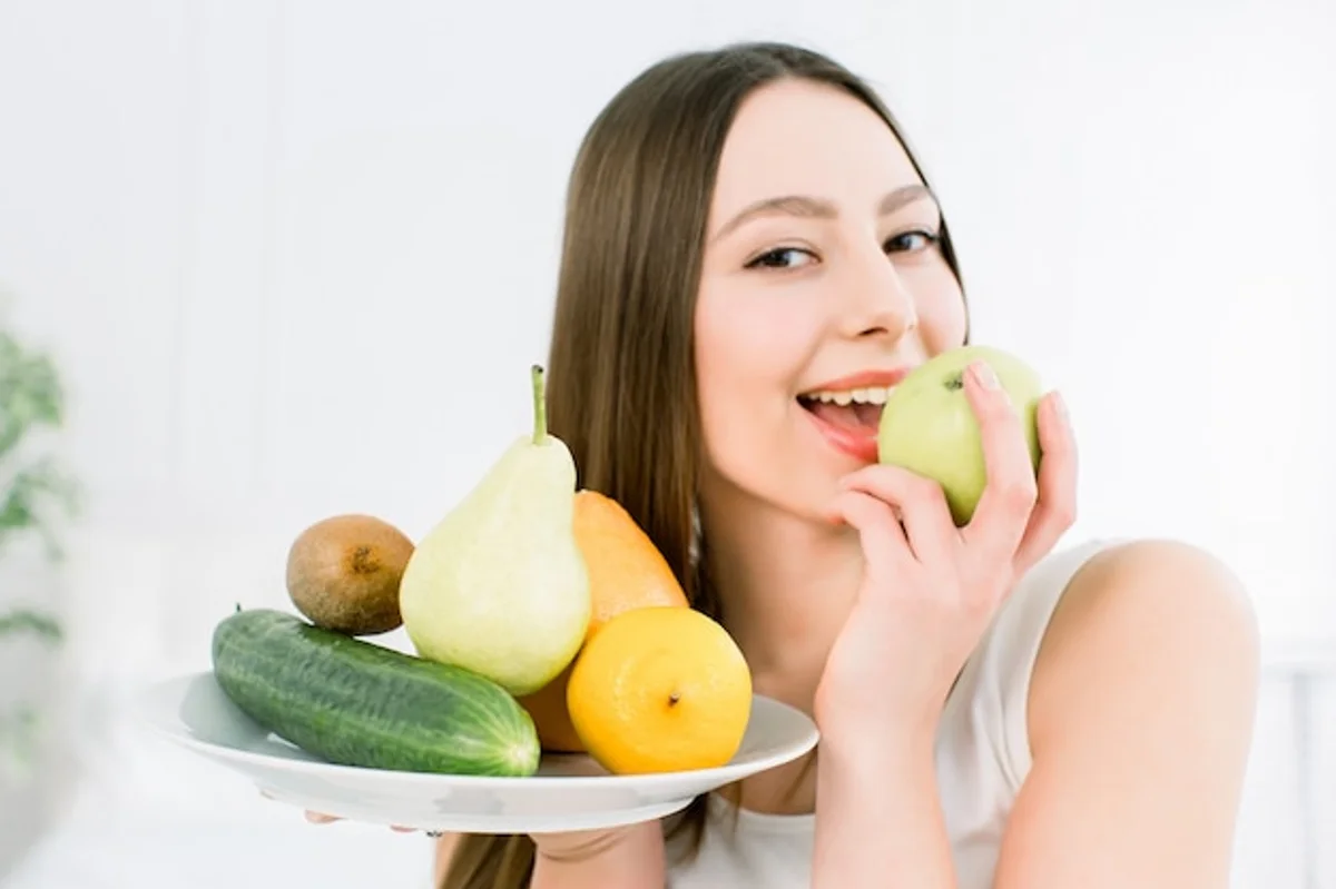 fresh apple and cucumber skincare closeup healthy food