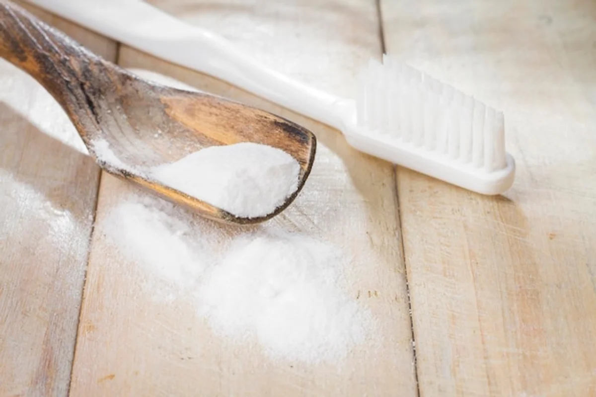 close up cleaning with baking soda and vinegar home kitchen stains