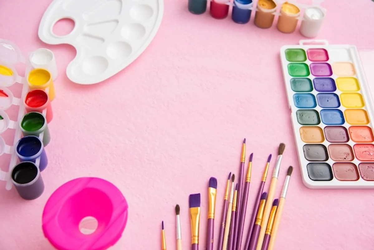 gouache paint realistic beginner set workspace