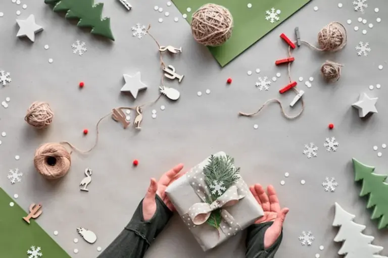 DIY recycled paper crafts flatlay bright