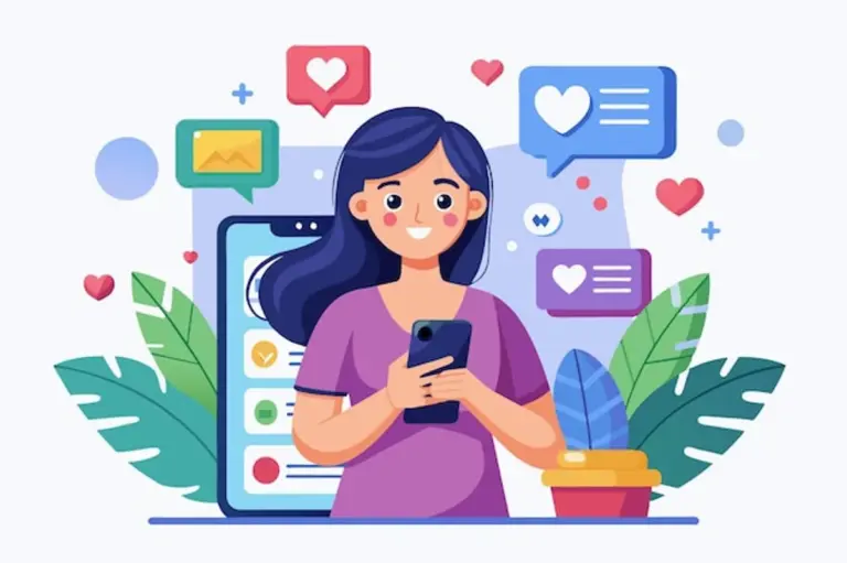 woman smartphone creative imagination concept drawing colorful