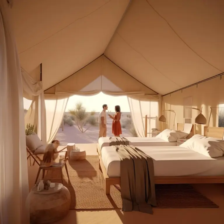 luxury glamping tent interior germany sunrise