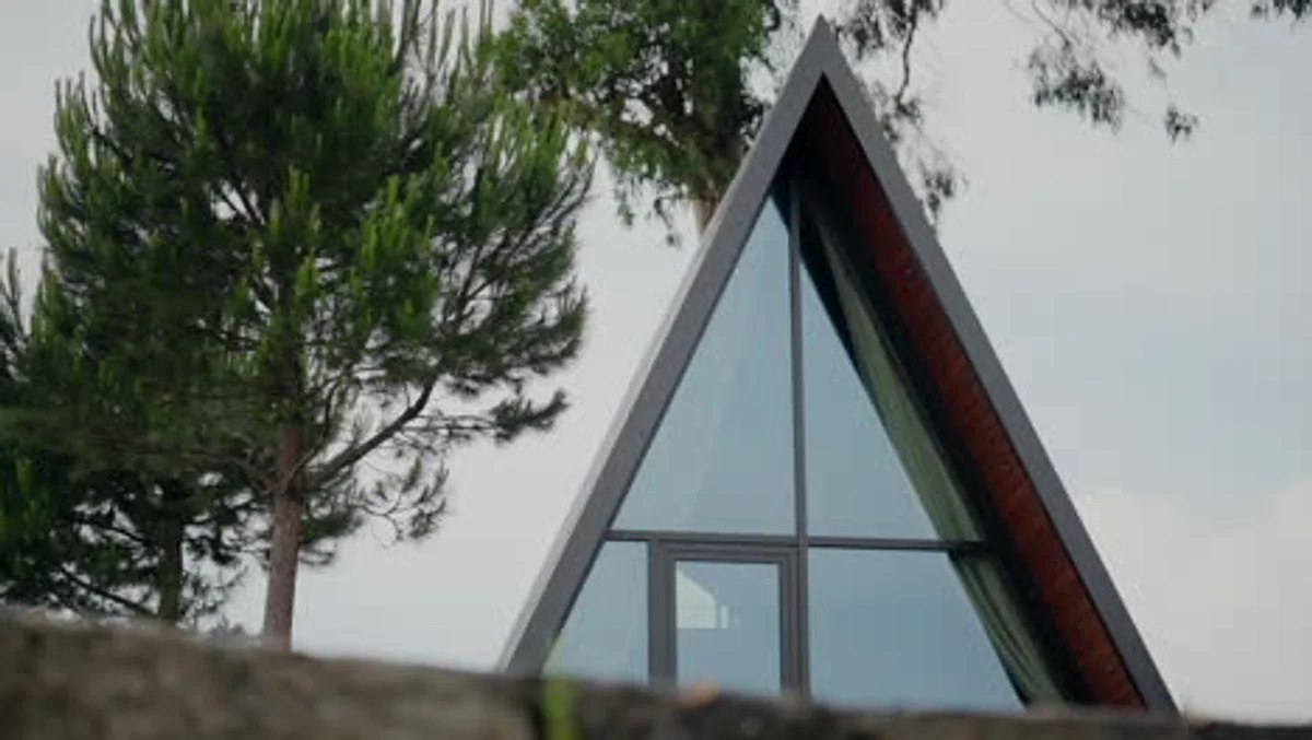 luxury glamping site with modern tent in german nature sunrise