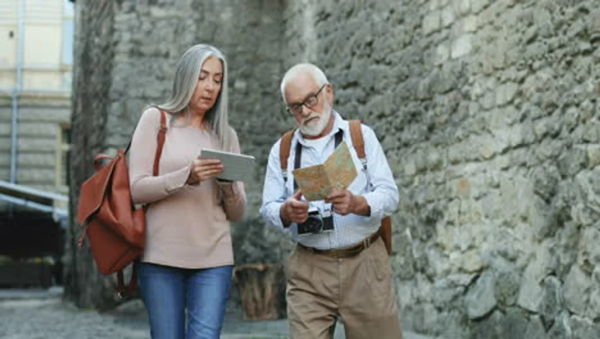 senior couple guided travel group cultural walking tour italy