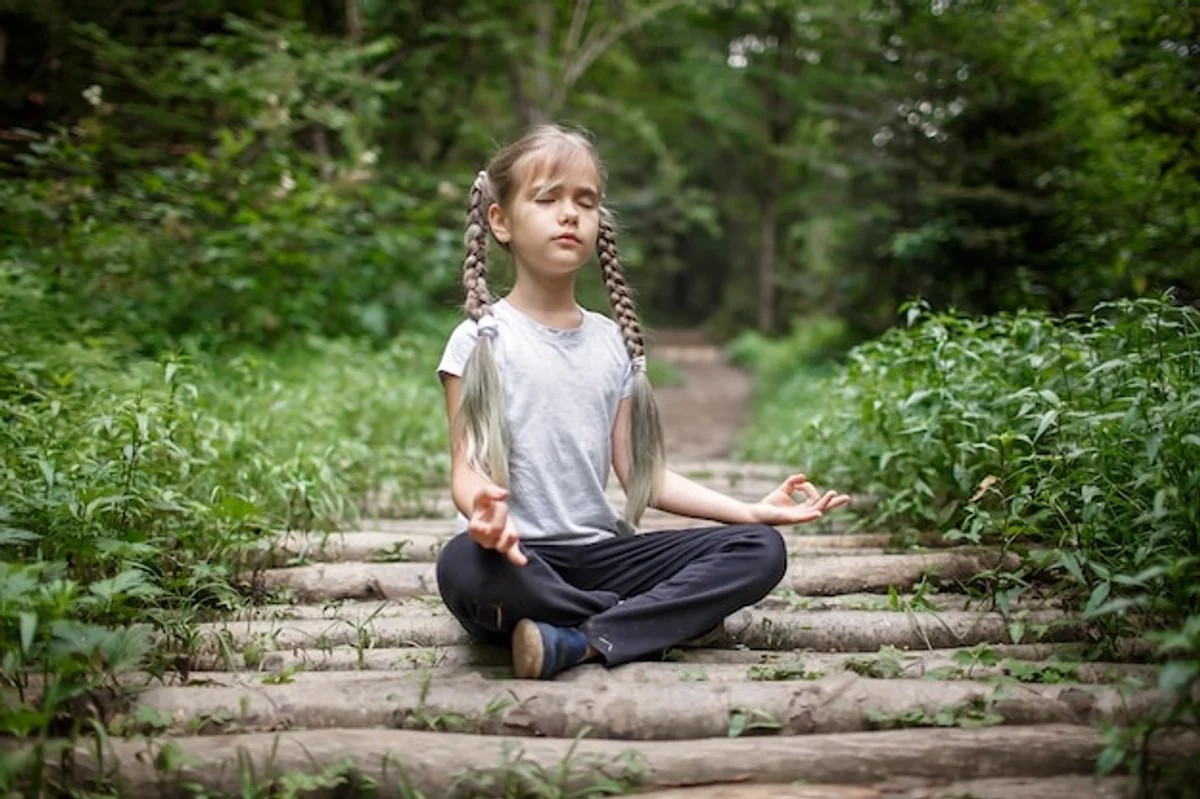 family walking forest exploring nature mindfulness