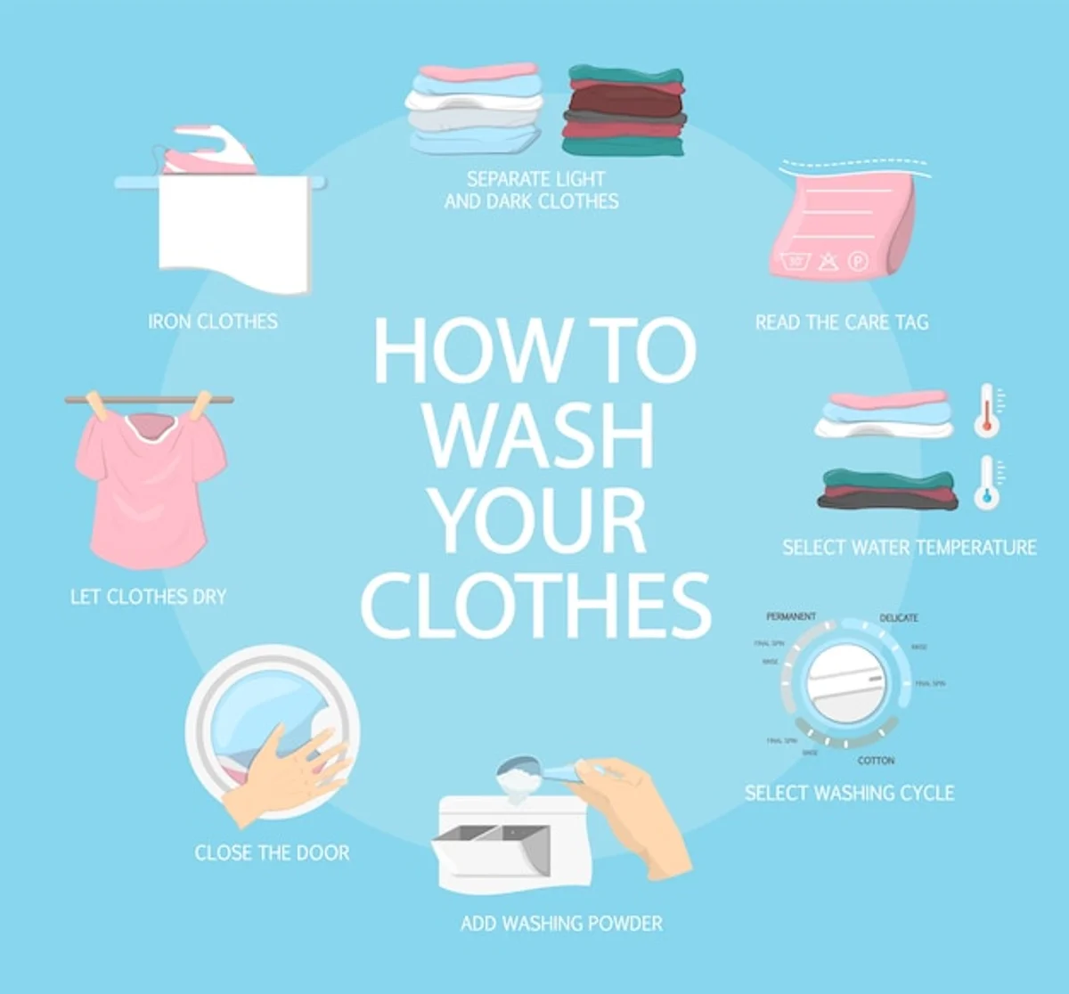 woman reading clothing care label laundry room wash tips