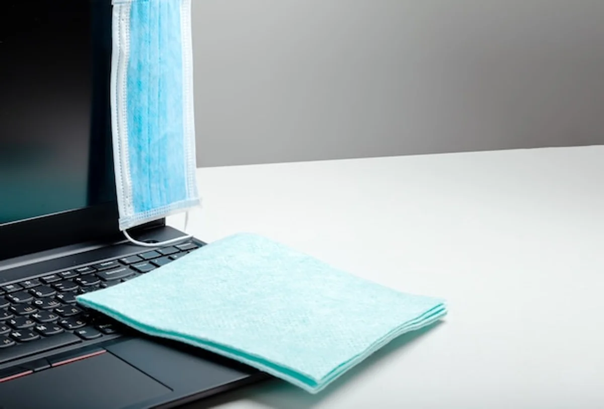 close up laptop screen cleaning scratched microfiber cloth
