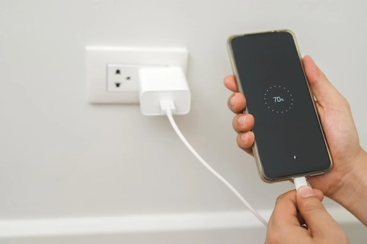 phone battery charging closeup safe charging