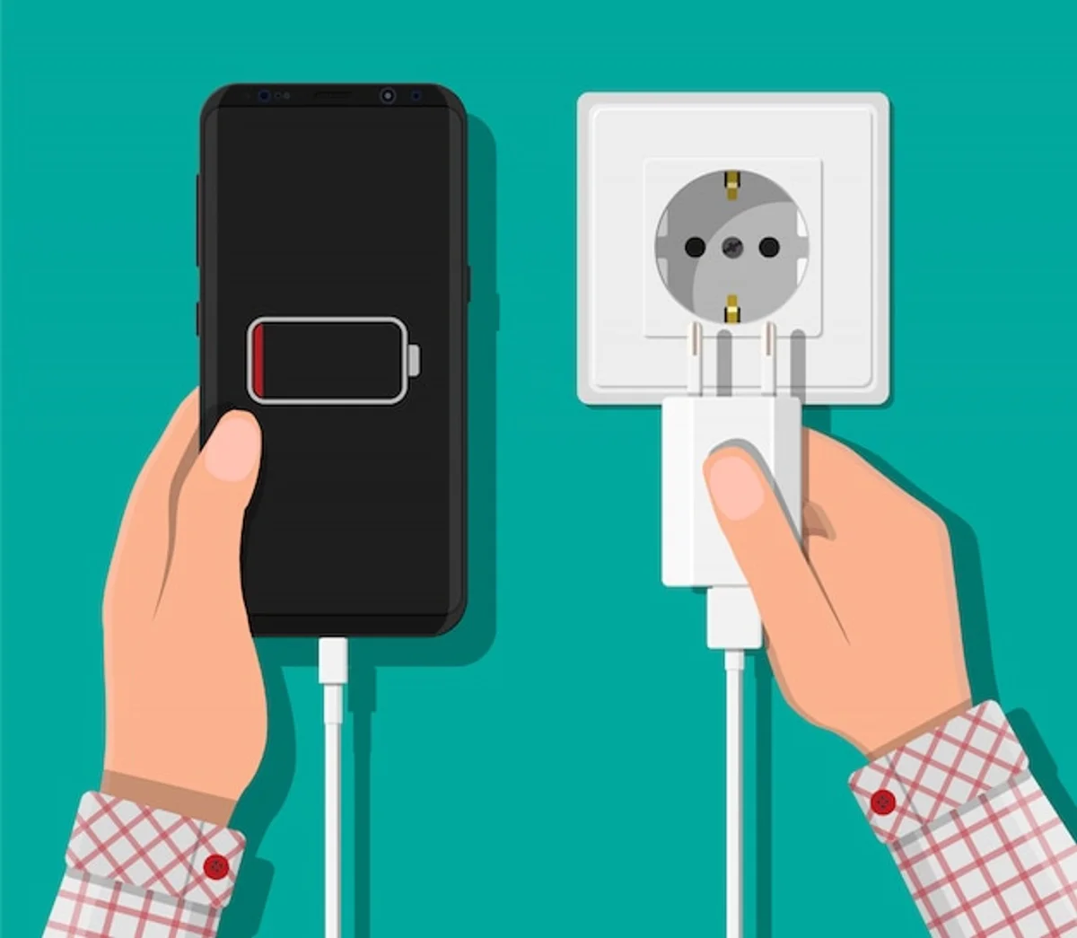 smartphone overnight charging warning illustration