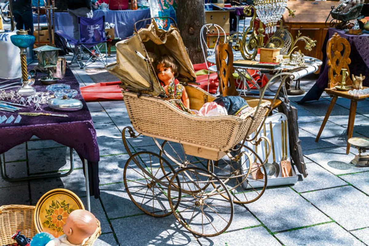 vintage treasure hunt at flea market germany