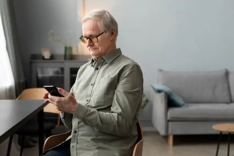 elderly person using smartphone modern lifestyle