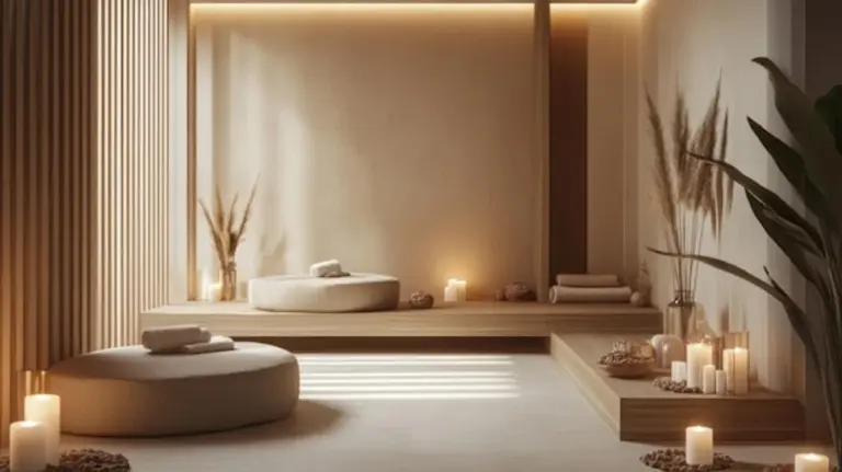 modern zen bathroom natural light plants candles feng shui