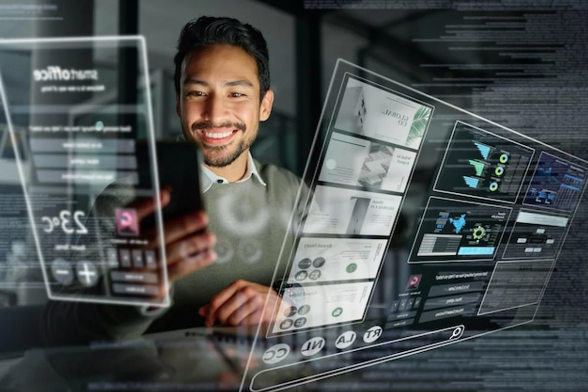man using personal finance app on smartphone germany