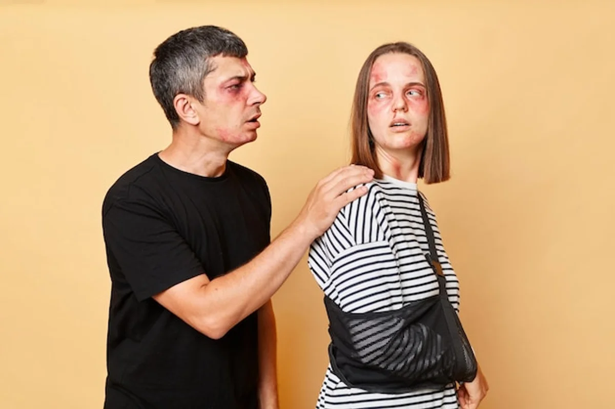 apology body language hands regret couple office emotional
