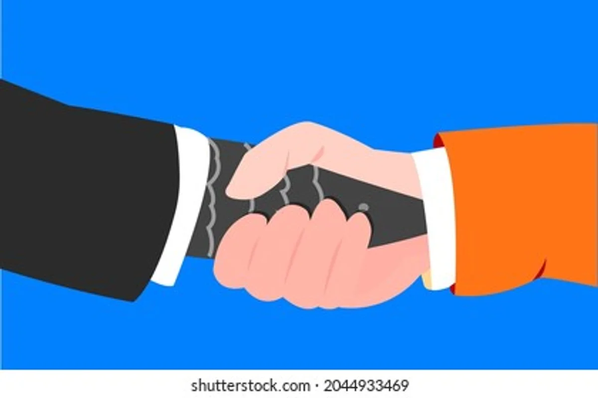 forgiveness handshake competitive business relationship awkward couple