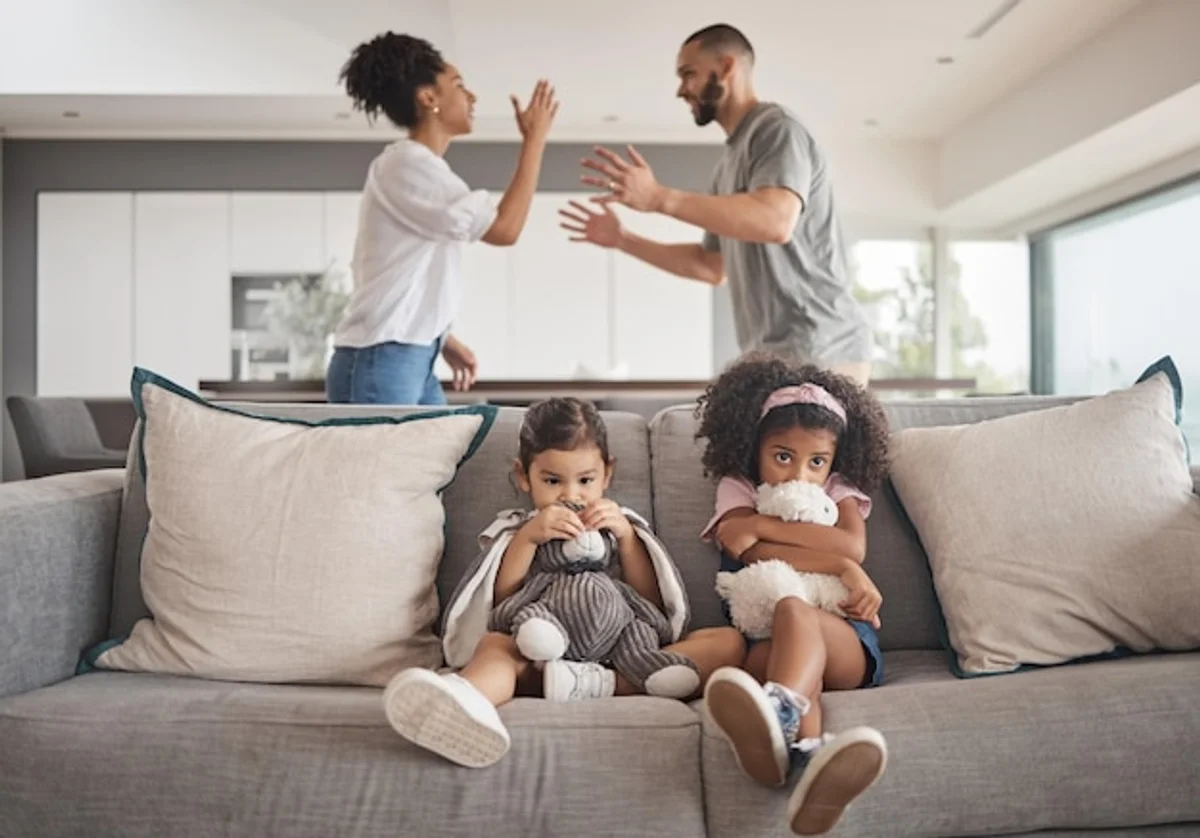stressed parent child conflict real life living room