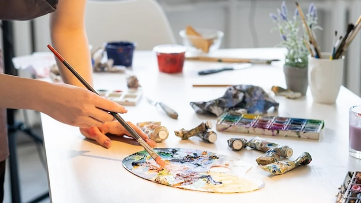 acrylic painting modern home studio artwork process