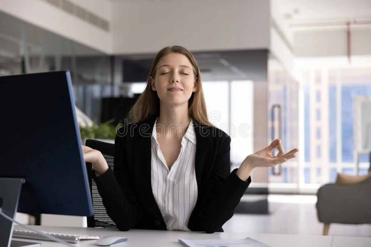 morning meditation business suit minimalist workplace germany