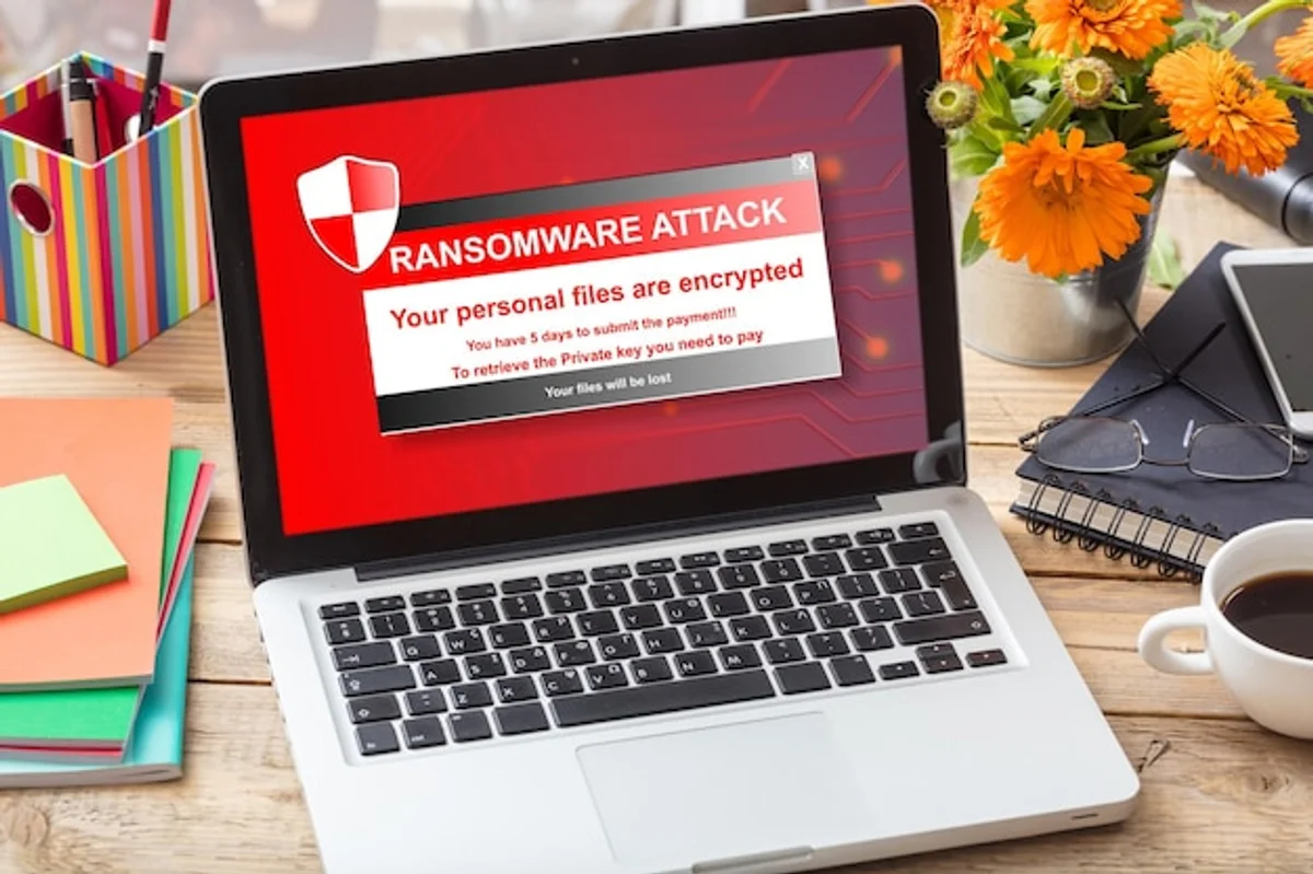 ransomware warning screen on computer
