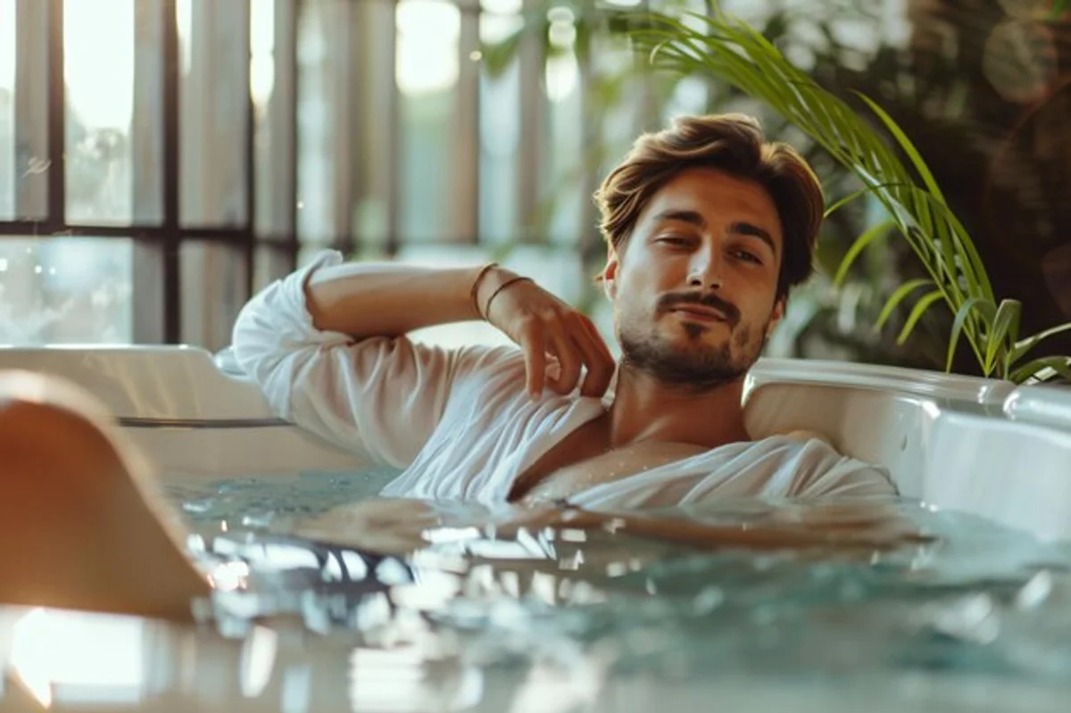 man enjoying hot shower skincare awareness