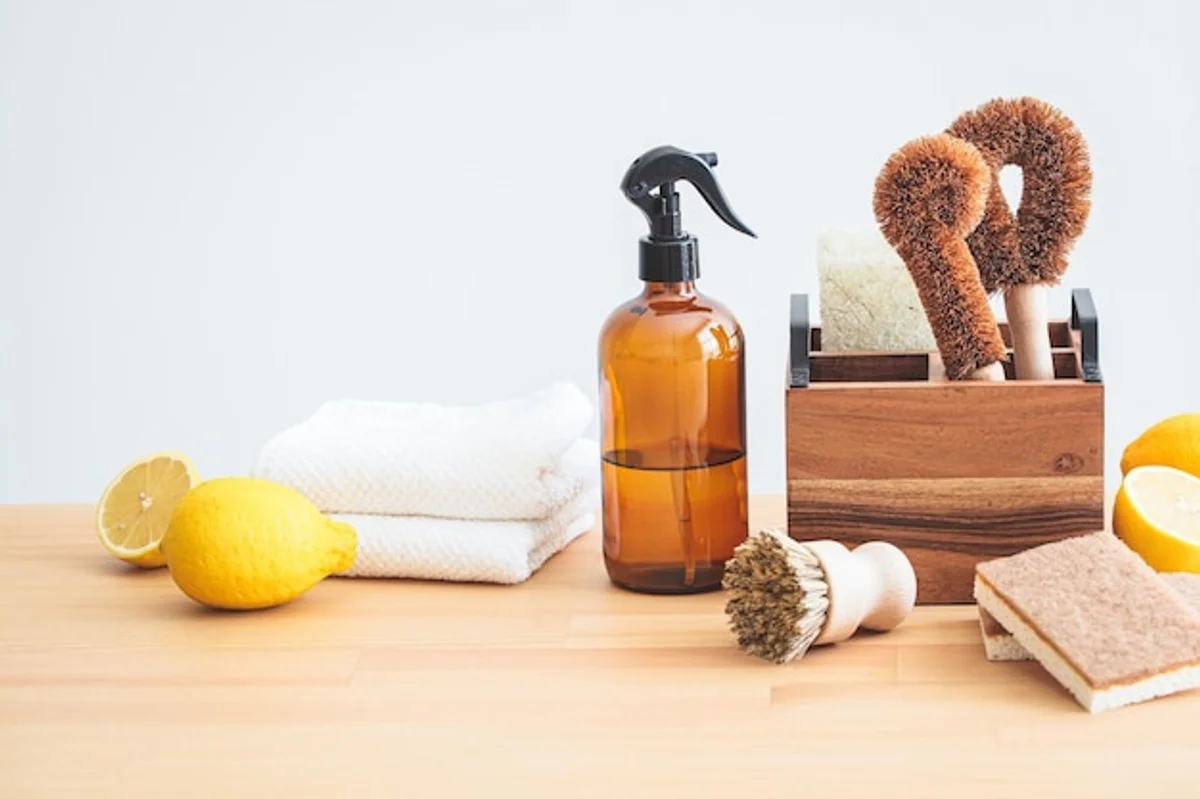 eco friendly bathroom cleaning vinegar sponge