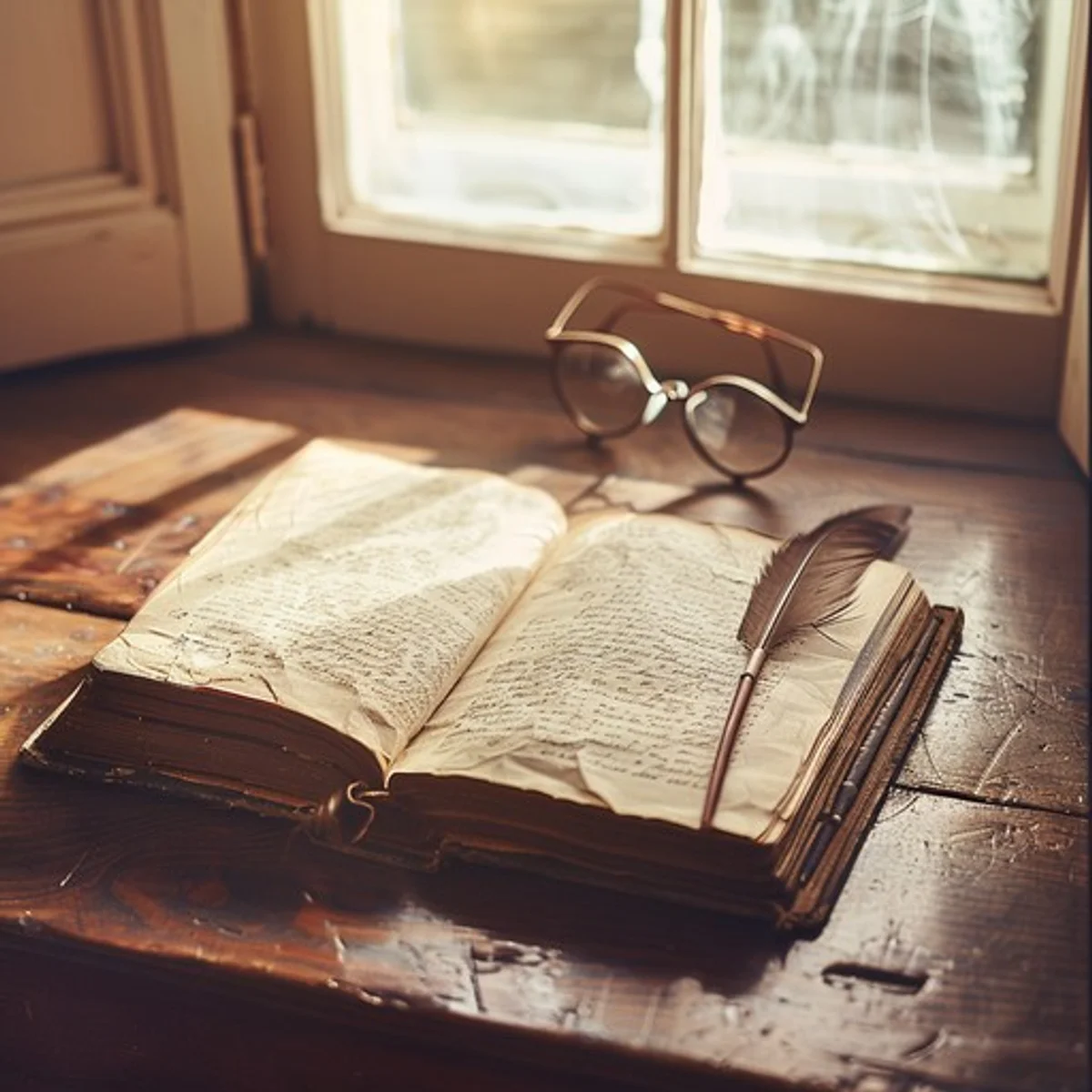 vintage travel guide book on wooden table, cozy nostalgia mood