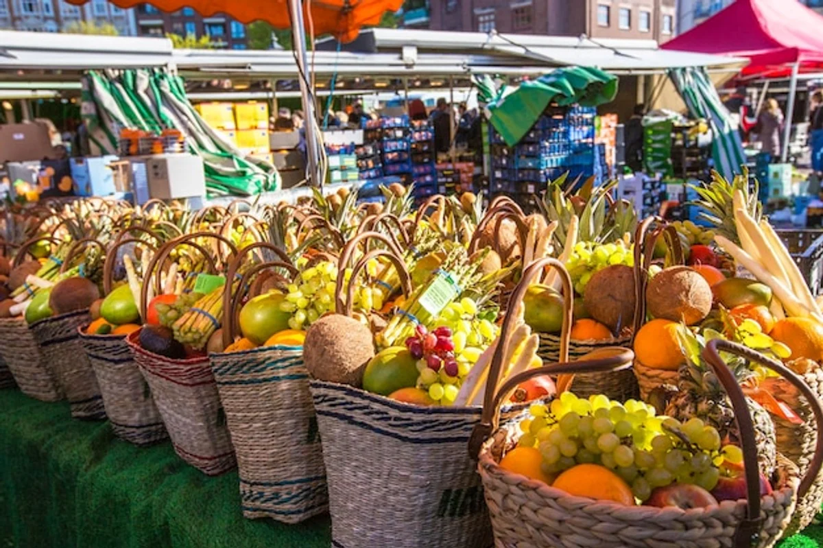 healthy organic vegetables basket farmers market germany