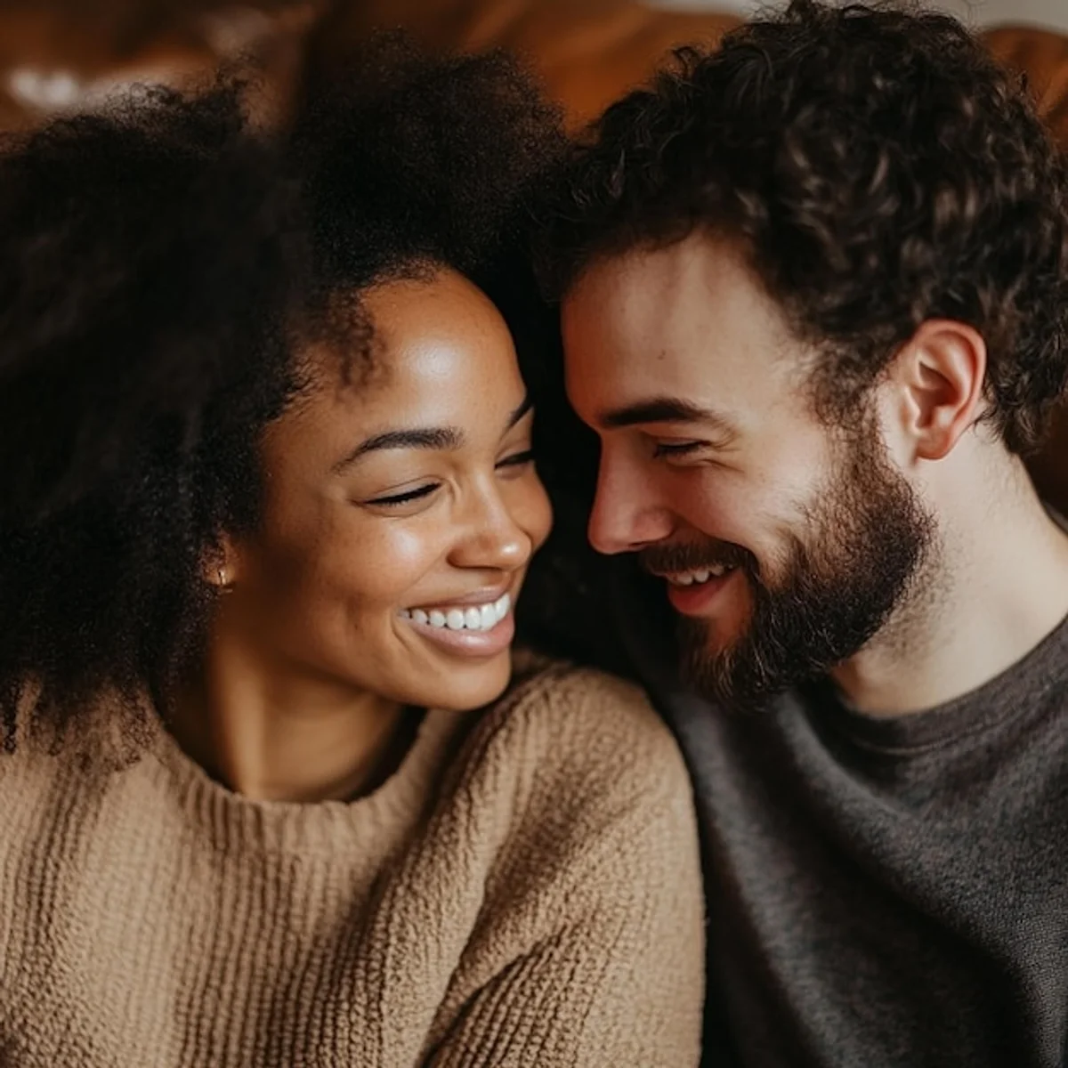 honest conversation couple at home