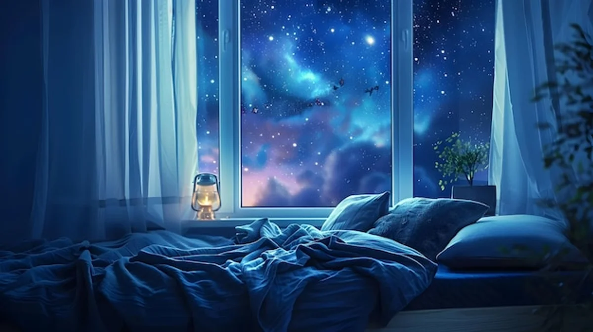 relaxed bedroom night peaceful cozy sleep