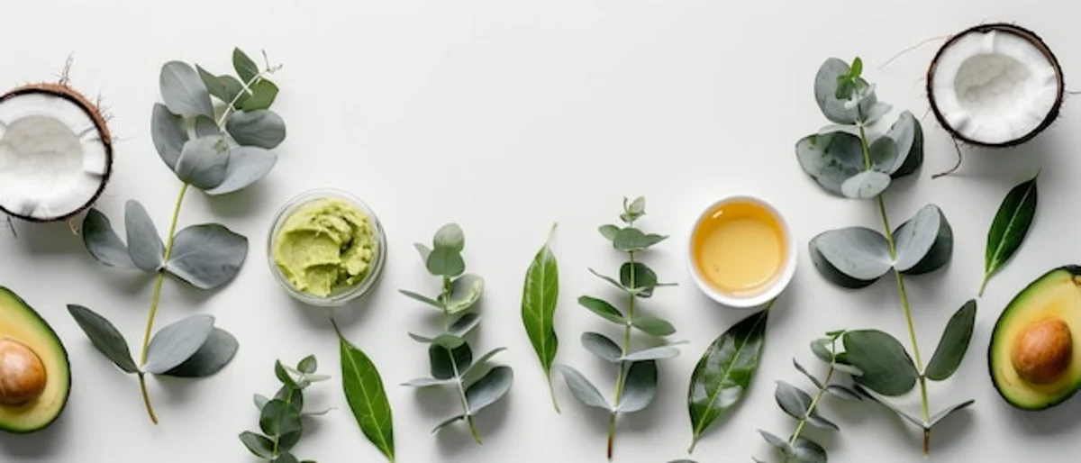 natural skincare products flat lay minimalism