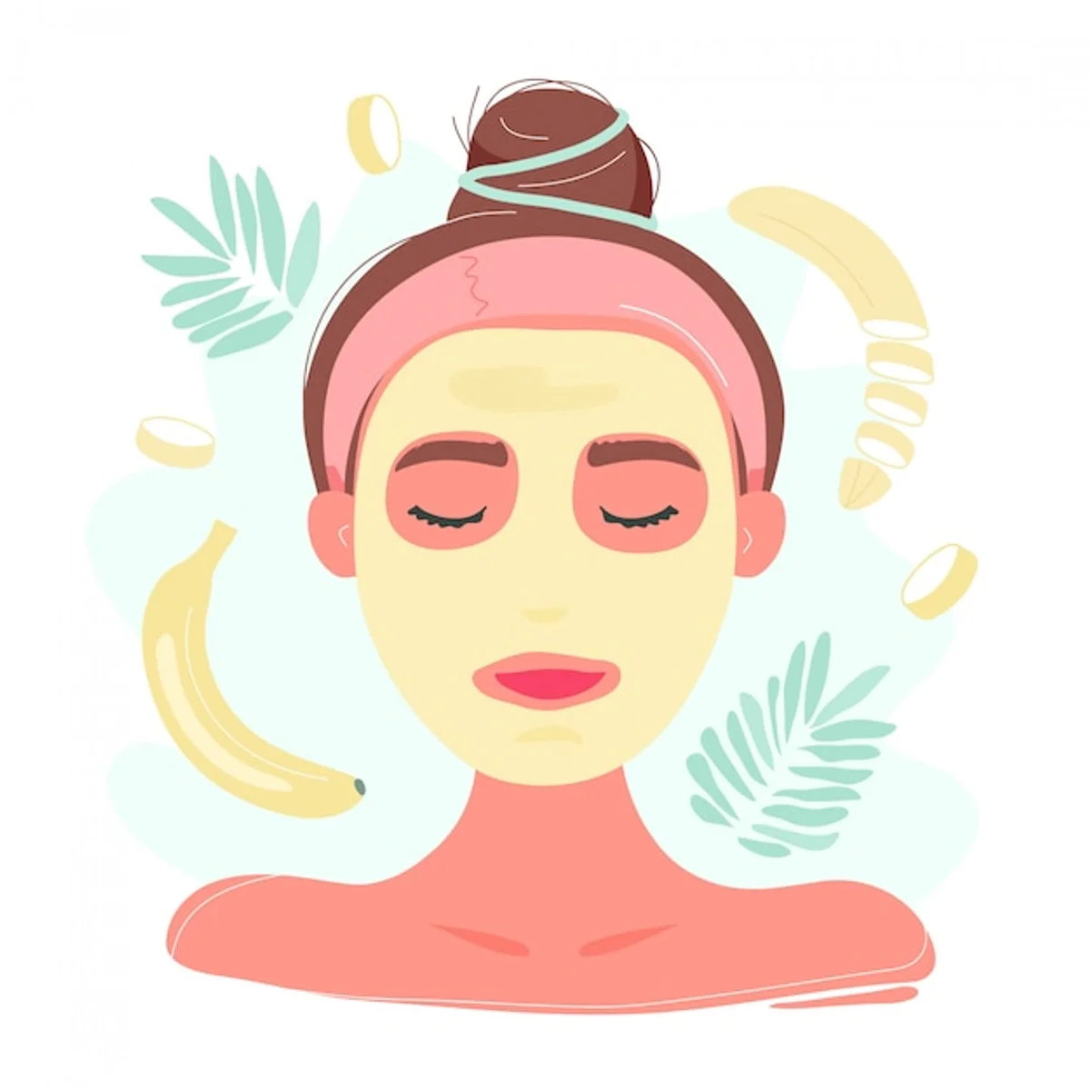 woman applying banana hair mask DIY home treatment bathroom