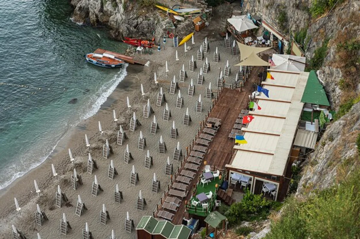 secret italian beach paradise aerial view